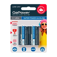 Батарейка GoPower LR14 C BL2 Щелочная 1.5V (2/12/192)