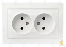 Розетка Smartbuy 2-местная без заземления 10А белая, керамика "Венера"