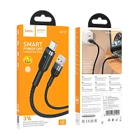 Кабель HOCO U117 USB (m)-Type-C (m) 1.2м 3.0A нейлон с отключением питания черный (1/22/220)