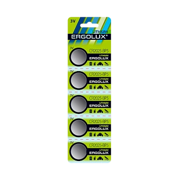 Батарейка Ergolux CR2025 BL5 Lithium 3V (5/100/2000)
