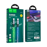 Кабель HOCO U112 Type-C (m)-Type-C (m) 1м 2.4A ПВХ серый (1/22/220)