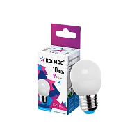 Лампа светодиодная Космос GL45 E27 10.5W 6500К 174-265V шар матовая (1/10/80)