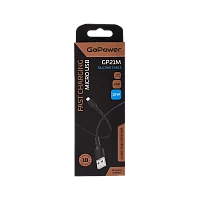Кабель GoPower GP21M USB (m)-microUSB (m) 1м 2.4A силикон черный (1/200/800)
