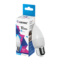 Лампа светодиодная Космос CN E27 10.5W 4500К 220V свеча матовая (1/10/80)