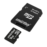 Карта памяти microSD Smartbuy 16GB Class10 UHS-I (U1) 10 МБ/сек без адаптера