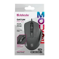 Мышь проводная Defender MB-347 Datum классическая USB черный (1/40)