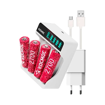 З/У для аккумуляторов Космос 516 AA/AAA 4 слота +4AA 2700mAh+кабельType-C, блок питания (1/30/60)