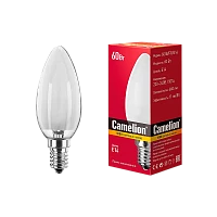 Лампа накаливания Camelion E14 60W 220V свеча матовая (1/100)