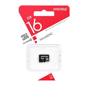Карта памяти microSD Smartbuy 16GB Class10 10 МБ/сек без адаптера