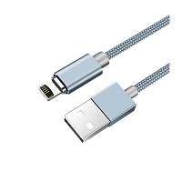 Кабель HOCO U40A USB (m)-Lightning (m) 1м 2.0A нейлон магнит серый (1/28/168)