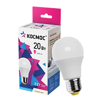 Лампа светодиодная Космос A60 E27 20W 3000К 200-240V груша матовая (1/10/80)