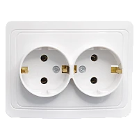 Розетка Прогресс Slim 2гн. 16A С/З ABS + Керамика белый (1/10/200)