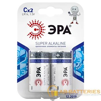 Батарейка ЭРА Super LR14 C BL2 Alkaline 1.5V (2/12/96/5376)