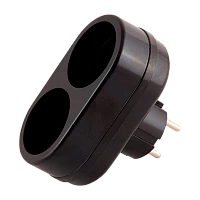 Разветвитель Toker 2Т 2р.Б/З 6A черный (1/80)