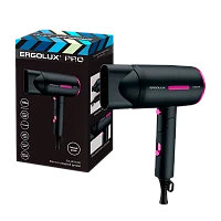 Фен Ergolux ELX-HD13-C02 PRO 1600W складная ручка черный розовый (1/24)