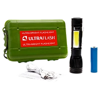 Фонарь туристический Ultraflash LED5333 3W 1LED+COB от аккумулятора черный (1/60)