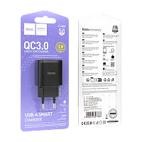 Сетевое З/У HOCO C140A 1USB 3.0A 18W QC3.0 черный (1/36/216)