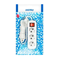 Удлинитель Smartbuy 3р.С/З 16A 2.0м с выкл. ПВС 3x1мм² белый (1/50)