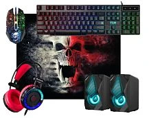 Набор клавиатура+мышь+коврик+наушники проводной Defender MHP-127 TOR игровой (1/10)