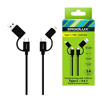 Кабель Ergolux ELX-CDC07-C02 USB (m)/Type-C-Lightning/Type-C (m) 1.2м 5.0A силикон черный (1/10/240)