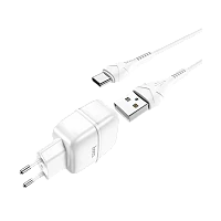 Сетевое З/У HOCO C77A 2USB 2.4A с кабелем Type-C белый (1/12/120)