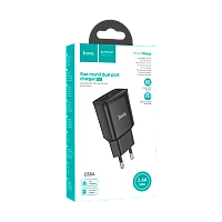Сетевое З/У HOCO C88A 2USB 2.4A черный (1/12/120)