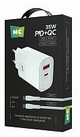 Сетевое З/У MORE CHOICE NC82a 1USB+1Type-C 3.0A 35W PD,QC с кабелем Type-C/Type-C белый
