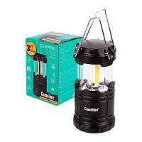 Фонарь туристический Camelion LED5632 3W 3COB от батареек IPX4 черный (1/25/75)