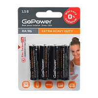 Батарейка GoPower R6 AA BL4 Солевая 1.5V (4/48/576)