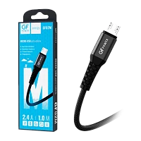 Кабель GFPower 02M USB (m)-microUSB (m) 1м 2.4A нейлон черный (1/200/800)