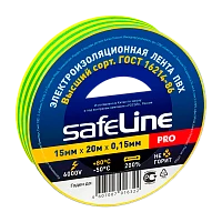 Изолента Safeline 15мм*20м ПВХ желтый зеленый (10/200)