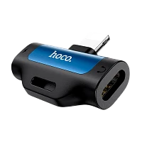 Переходник AUX HOCO LS31 Lightning (m)-Lightning (m)/Lightning (f) пластик синий (1/31/310)