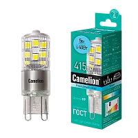 Лампа светодиодная Camelion G9 5W 4500К 170-265V капсула прозрачная (1/5/500)