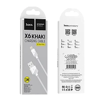 Кабель HOCO X6 USB (m)-Lightning (m) 1м 2.4A силикон белый (1/30/300)