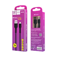 Кабель GFPower 42L USB (m)-Lightning (m) 1м 2.4A TPE черный (1/200/800)