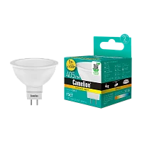 Лампа светодиодная Camelion MR16 GU5.3 5W 3000К 170-265V софит матовая (1/5/100)