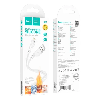 Кабель HOCO X97 USB (m)-Lightning (m) 1м 2.4A силикон белый (1/31/310)