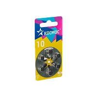 Батарейка Космос ZA10 BL6 Zinc Air 1.45V (6/60/3000)