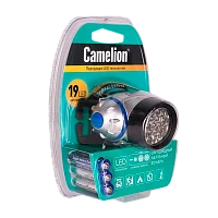 Фонарь налобный Camelion LED5313-19F4 19LED 4 режима +3AAA металлик (1/6/48)