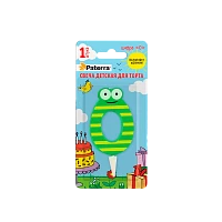 Свеча детская для торта, цифра 0, 1 шт. в упаковке, PATERRA (1/24)