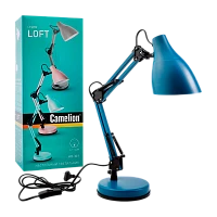 Светильник настольный Camelion KD-331 40W 230V E27 на основании 1.6м синий (1/6)