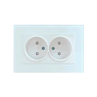 Розетка Прогресс Glass 2гн. 10A Б/З ABS + Керамика белый (1/10/200)