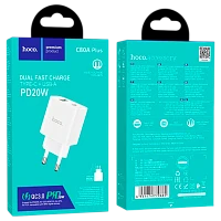 Сетевое З/У HOCO C80A Plus 1USB+1Type-C 3.0A 20W PD,QC белый (1/13/130)