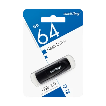 Флеш-накопитель Smartbuy Scout 64GB USB2.0 пластик черный 