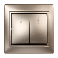 Выключатель Smartbuy проходной 2-клавишный 10А шапмпань "Венера"