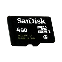 Карта памяти microSD SanDisk 4GB Class4 20 МБ/сек с адаптером