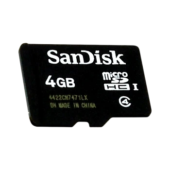 Карта памяти microSD SanDisk 4GB Class4 20 МБ/сек с адаптером