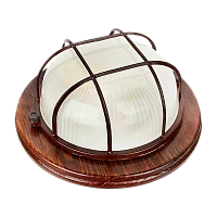Светильник влагозащищенный Camelion 1301D 60W 230V E27 IP54 накладной решетка орех (1/8)