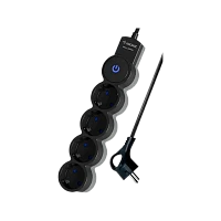 Удлинитель Космос 4р.С/З 10A 5.0м с выкл. ПВС 3х0.75мм² IP20 черный (1/20)