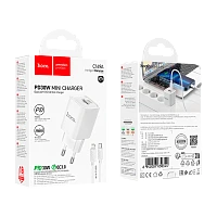 Сетевое З/У HOCO C149A 1USB+1Type-C 3.0A 30W PD,QC с кабелем Lightning белый (1/30/180)